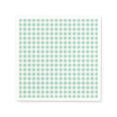 Mint Green White Gingham Pattern Napkins