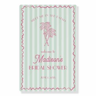 Mint Palm Spring Pastel Beach Bridal Showe Welcome Foam Board