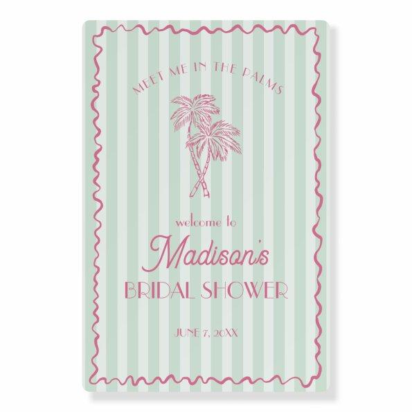 Mint Palm Spring Pastel Beach Bridal Showe Welcome Foam Board