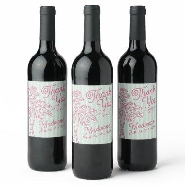 Mint Palm Spring Pastel Beach  Favors Wine Label