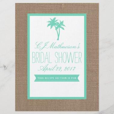 Mint Palm Tree Beach Bridal Shower Recipe Divider