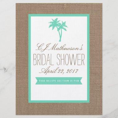 Mint Palm Tree Beach Bridal Shower Recipe Divider