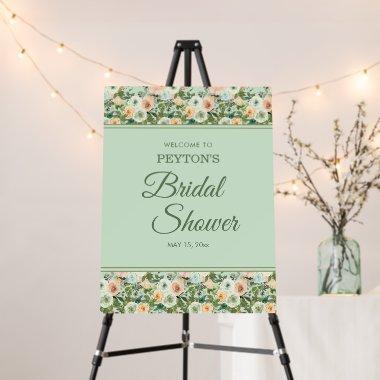 Mint Peach Watercolor Floral  Foam Board