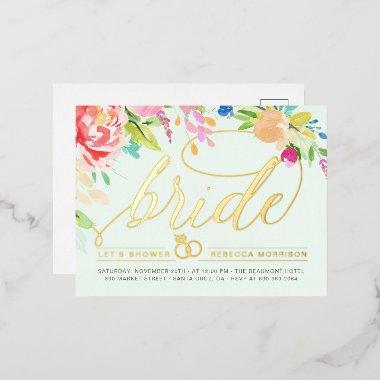 Mint | Roses & Gold Diamond Ring  Foil Invitation Post