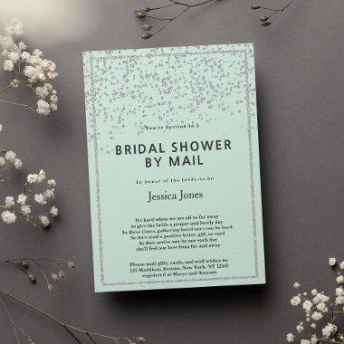 Mint silver glitter confetti Bridal Shower by Mail Invitations