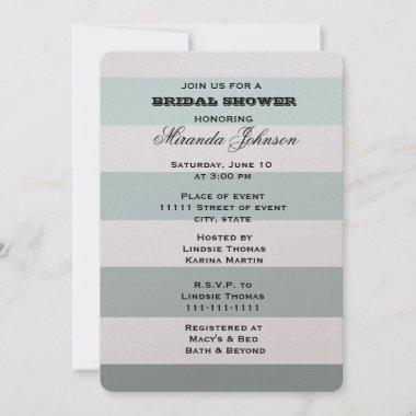 Mint Stripes Ombre Bridal Shower Invitations