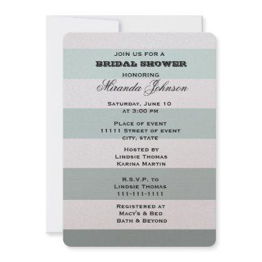 Mint Stripes Ombre Bridal Shower Invitations