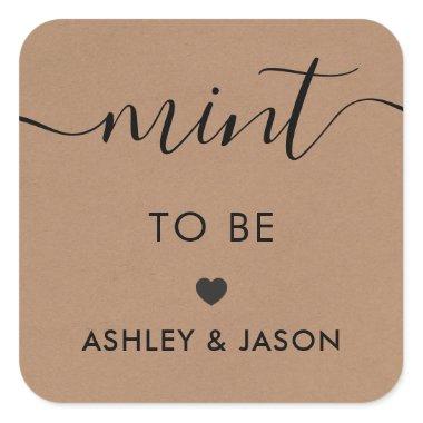 Mint to Be Gift Tag, Wedding Mints Sticker, Kraft Square Sticker