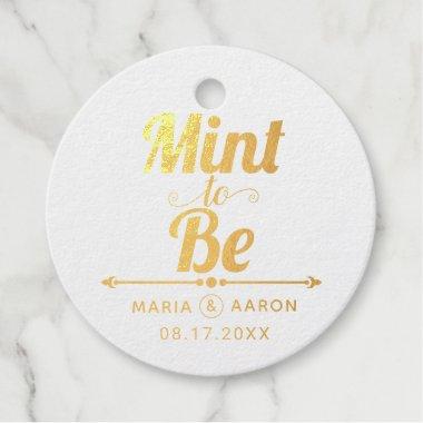 Mint to be gold foil typography wedding foil favor tags