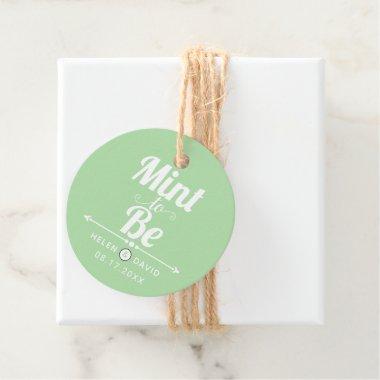 Mint to be white typography mint green wedding favor tags