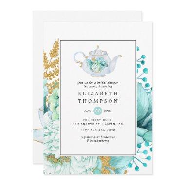 Mint Watercolor Floral  Tea Party