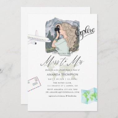 Miss - Mrs Mountain Adventure Travel Bridal Shower Invitations