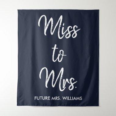Miss to Mrs Banner Navy Blue Bridal Shower Photo Tapestry