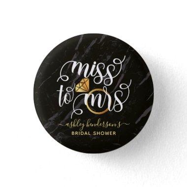 Miss To Mrs Black Marble Bridal Shower Button