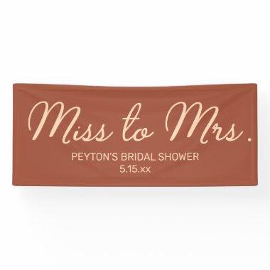 Miss to Mrs. Blush Terracotta Bridal Shower Name B Banner