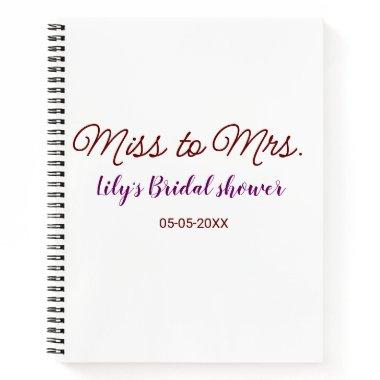 Miss to Mrs  add name date year simpl Notebook