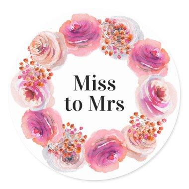 Miss to Mrs Bridal Shower Bright Floral Classic Round Sticker