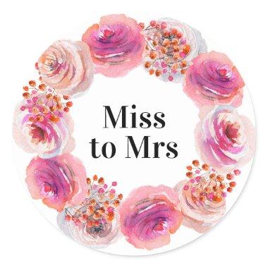 Miss to Mrs  Bright Floral Classic Round Sticker