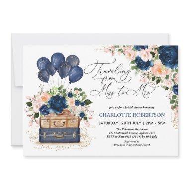 Miss to Mrs  Navy Blush Flowers