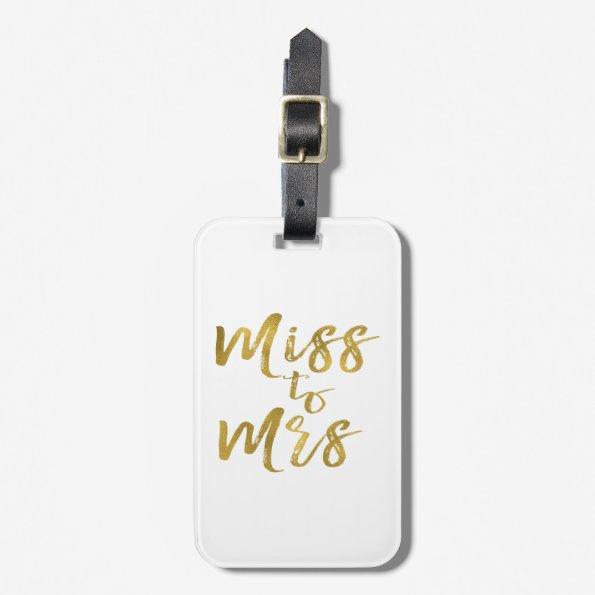 Miss to Mrs Bridal Shower Party Gold Foil Luggage Tag