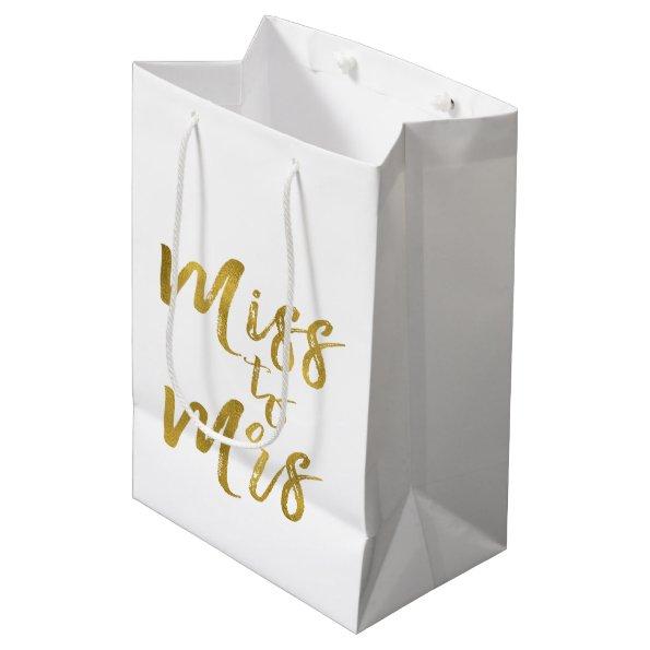 Miss to Mrs Bridal Shower Party Gold Foil Medium Gift Bag