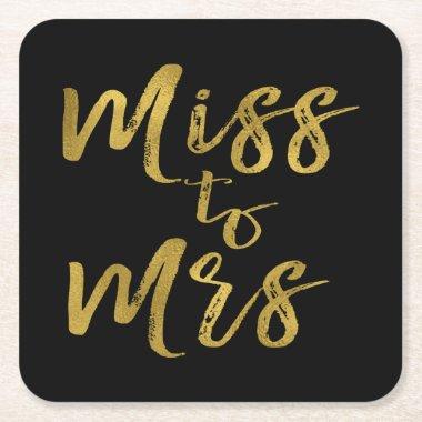 Miss to Mrs  Party Gold Foil Square Paper Coaster