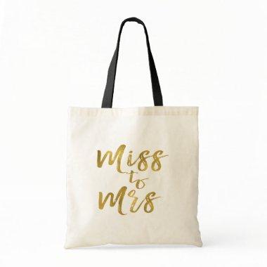 Miss to Mrs Bridal Shower Party Gold Foil Tote Bag