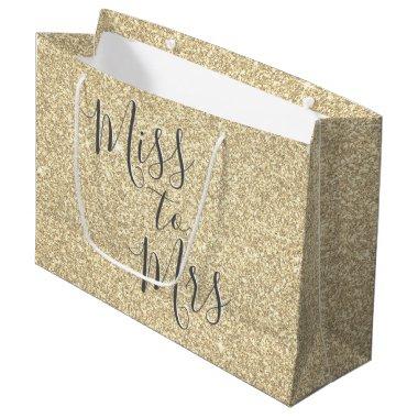 Miss to Mrs Bridal Shower Party Gold Sparkle Large Gift Bag