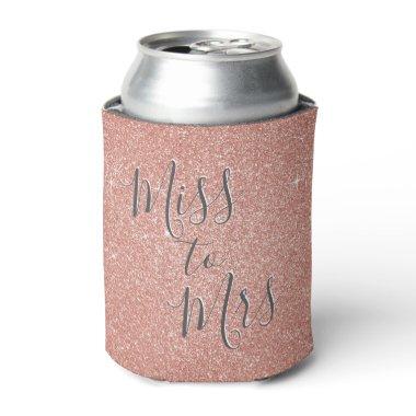 Miss to Mrs Bridal Shower Party Rose Gold Glitter Can Cooler