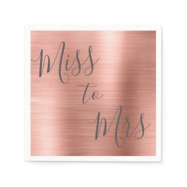 Miss to Mrs Bridal Shower Party Rose Gold - Pink Paper Napkins