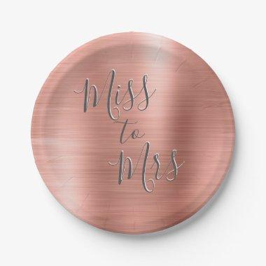 Miss to Mrs  Party Rose Gold Pink Paper Plates