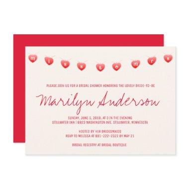 Miss To Mrs Bunting Banner Bridal Shower Invite