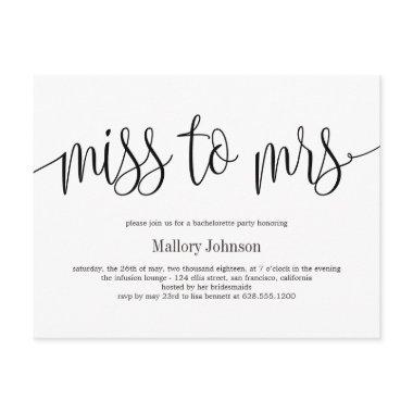 Miss To Mrs Calligraphy Wedding Shower Invitation Post
