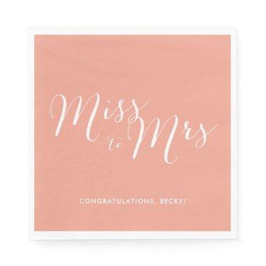 Miss to Mrs Coral Bridal Shower Party Napkins