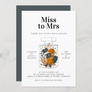 Miss to Mrs Floral Perfume Bridal Shower Blue Pink Invitations