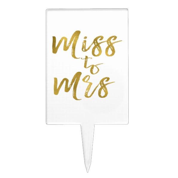 Miss to Mrs Gold Foil Cake Topper