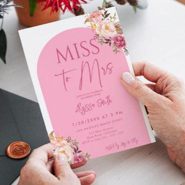 Miss to Mrs Hot Pink Floral Bridal Shower Invitations