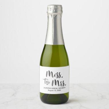 Miss To Mrs Mini Sparkling Wine Bottle Label