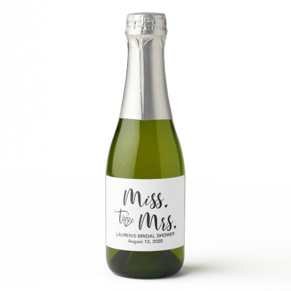 Miss To Mrs Mini Sparkling Wine Bottle Label