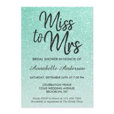 Miss to Mrs Mint Green Gold Glitter