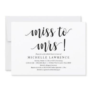 Miss to Mrs, Modern Bridal Shower Invitations