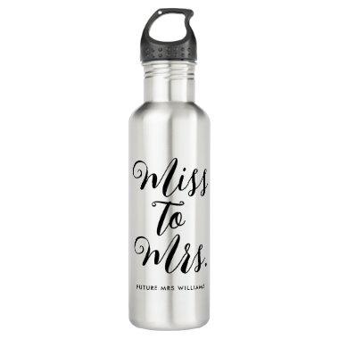 Miss to Mrs Modern Bridal Shower Stainless Steel Water Bottle