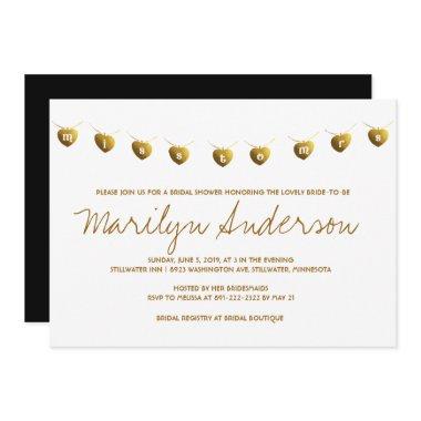 Miss To Mrs Modern Gold  Invite