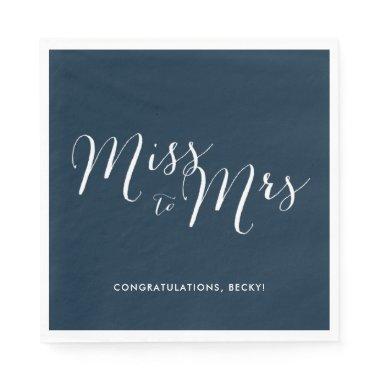 Miss to Mrs Navy Bridal Shower Party Napkins