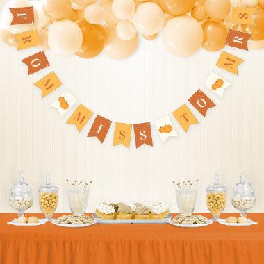 Miss to Mrs Orange Fall Pumpkins Bridal Shower Bunting Flags