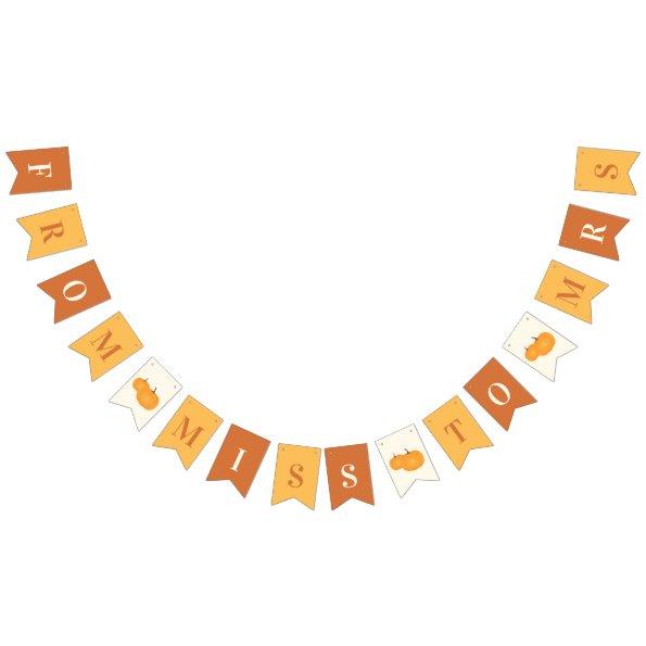 Miss to Mrs Orange Fall Pumpkins Bridal Shower Bunting Flags