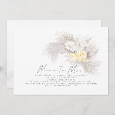 Miss to Mrs Pampas Grass Floral Bridal Shower Invitations