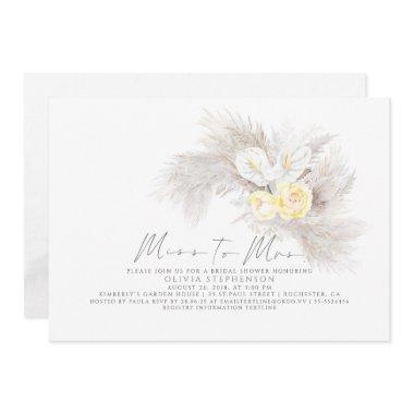 Miss to Mrs Pampas Grass Floral Bridal Shower Invitations