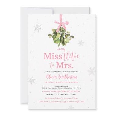 Miss to Mrs. Pink Christmas Bridal Shower Invite