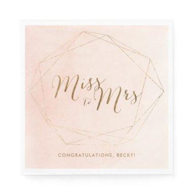 Miss to Mrs Pink Gold Bridal Shower Party Napkins